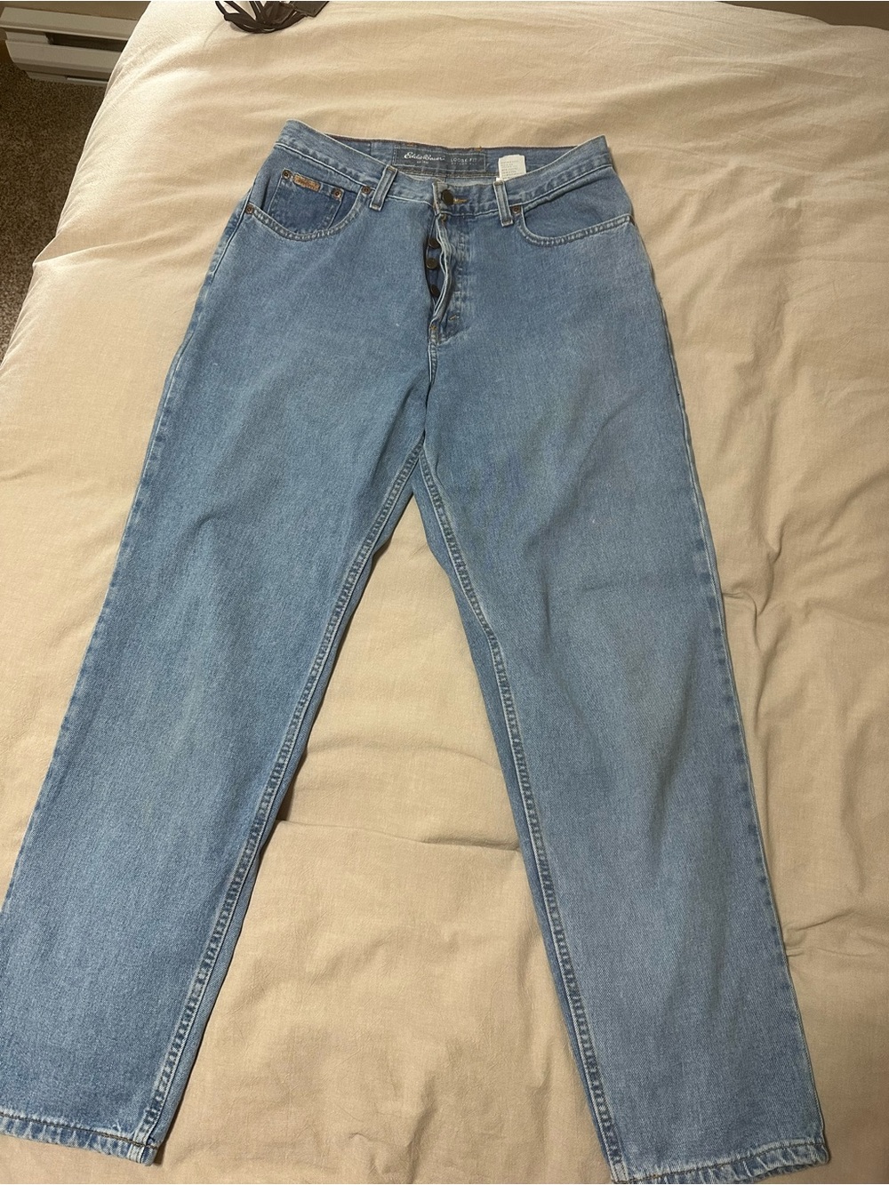 Eddie Bauer Straight-Leg Light Blue Denim Jeans